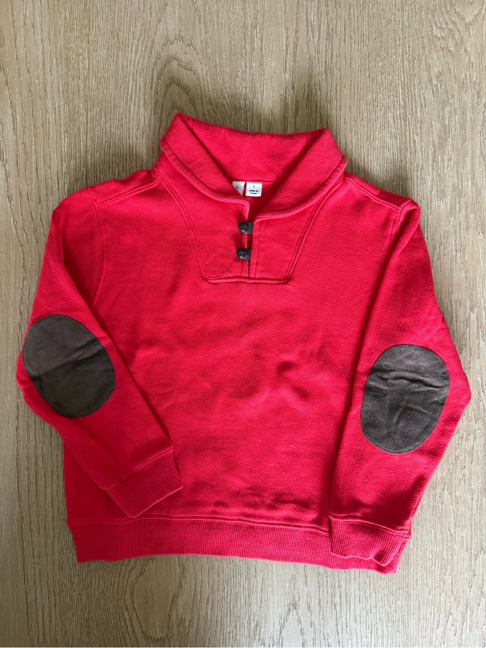 Janie and Jack Boys Red Pullover Sweatshirt with Velvet Elbow Patches Sz 5